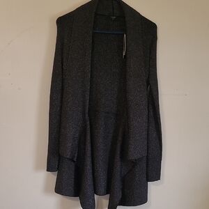 Dark Gray Open Front Cardigan